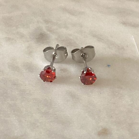 No Brand Jewelry - 316L Stainless steel Stud Earrings cz orange